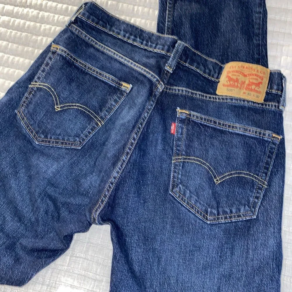 Levis 505 Regular Fit Jeans, Size 32 x 32 - Red Tag - Picture 3 of 7